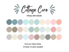 the collage core is shown with different colors and shapes for each color scheme, including blue