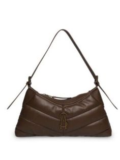 This Steve Madden Women's Bgal Shoulder Chocolate Purse is a stylish addition to any outfit. The exterior is made of durable polyurethane in a rich brown color. The interior lining is black, providing a sleek contrast to the exterior.   14”WX71/2”HX2”D Zip Closure Approx 13” shoulder drop Chocolate Purse, Steve Madden Bags Handbags, Steve Madden Burgent Bag, Brown Satchel Shoulder Bag With Gold-tone Hardware, Brown Steve Madden Heels, High-end Brown Shoulder Bag With Gold-tone Hardware, Brown Color, Steve Madden, Bags Handbags