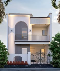 an artist's rendering of a two story house with balconies