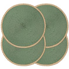 three round placemats with rope on top