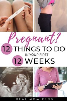 pregnant women with text overlay that says pregnant 12 things to do in your first 12 weeks