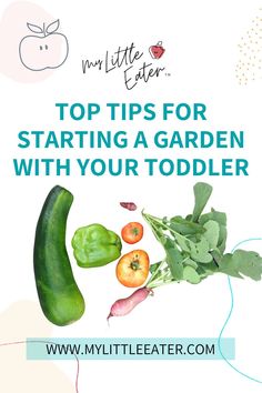 the title for my little eater's top tips for starting a garden with your toddler