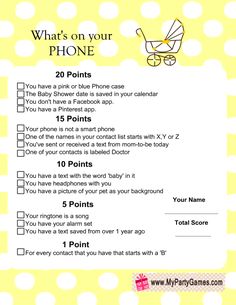 what's on your phone? baby shower checklist - free printables