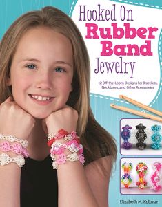 Go beyond the loom with Hooked on Rubber Band Jewelry! Young crafting prodigy Elizabeth M. Kollmar takes the rubber band jewelry craze to a whole new level, with innovative techniques and totally cool designs. This amazing book shows you how to create dazzling rubber band bracelets and necklaces--without ever using a loom! All you need is a doubleended crochet hook to get started making fabulous bling.Elizabeth takes you step-by-step through every stage of the process, with clear how-to photos a Double Ended Crochet Hooks, Double Ended Crochet, Loom Necklace, Loom Charms, Rainbow Macrame, Diamond Bracelet Design, Rubber Band Bracelet, Rainbow Loom Bracelets, Stylish Necklace