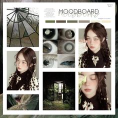 an image of a woman with long hair in the middle of four photos and text that says mood board