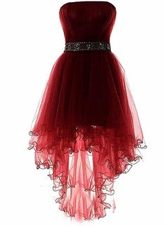 Wine Red Lovely High Low Tulle Homecoming Dress Red Homecoming Dress, Red High Low Dress, Long Back Dress, Cute Party Dress, High Low Party Dresses, High Low Evening Dresses, Red Evening Gowns, Homecoming Dress Short, Cute Dresses For Party