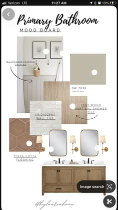 the interior design board for a bathroom