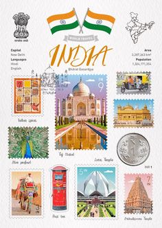 india stamps with different countries and their names on them, including the tajwa