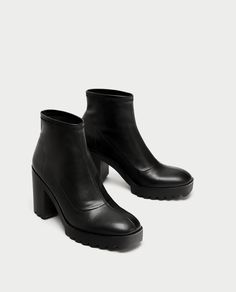 Image 3 of SOCK-STYLE ANKLE BOOTS WITH TRACK SOLE from Zara Sole Shoes, Fashion Socks, Shoes Booties, Shoe Game, Rubber Rain Boots, Chelsea Boots, Bags Women, Ankle Boot, Ankle Boots