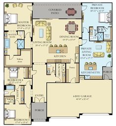 the floor plan for a home with three bedroom and two bathrooms, an attached garage