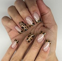 Animal Print French Tip Nails, Leopard Print Nail Art, Leopard Print Nail, Leopard Nail Designs, Print Nail Art, Cheetah Print Nails, Fall Nail Ideas, Leopard Print Nails