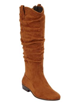 A beautifully burnished boot in a slouchy tall silhouette compliments all your fall outfits. Suede-like upper Modest Dress, Wide Width Shoes, Wide Calf Boots, Wide Calf, Swimsuits For All, Wide Boots, Sport Sandals, Calf Boots, Tie Shoes