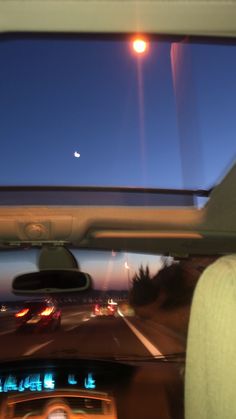 the view from inside a car at night