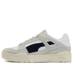 PUMA Slipstream Invdr Lux 'White Gray Black' 387550-02 (SNKR/Skate/Casual/Unisex) White Urban Skate Shoes For Streetwear, Modern White Skate Shoes For Streetwear, Modern White Skate Shoes With Cushioned Footbed, White Cushioned Skate Shoes, White Urban Sneakers For Skateboarding, Modern White Skate Shoes For Skateboarding, Modern White Skateboarding Shoes, Urban White Skate Shoes With Cushioned Footbed, Modern White Skate Shoes For Sports