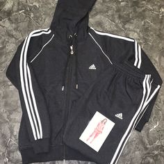 Thick Soft Winter Material; Set Of 2 Adidas Winter Sets With Long Sleeve, Adidas Sports Set With Long Sleeve, Fitted Black Adidas Sets, Adidas Black Fitted Sets, Adidas Long Sleeve Winter Track Jacket, Women Adidas Tracksuit, Women’s Adidas Tracksuit, Adidas Hoodie Women, Black And White Hoodies