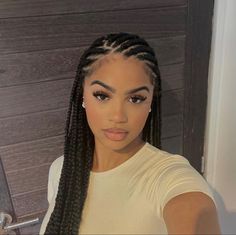 Classy Braid Hairstyles For Black Women, Ethiopian Cornrows, Braided Hairstyles Light Skin, Cornrows In The Front Box Braids In Back, Braids For Round Faces, Small Fulani Braids, Half Head Braids, Boho Cornrows, Mexico Braids