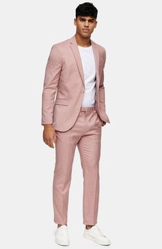 TOPMAN | Dax Slim Fit Suit Jacket | Nordstrom Rack Grooms And Groomsmen, Slim Fit Suit Pants, Best Suits, Slim Suit, Designer Suits For Men, Suiting Fabric, Pink Suit, Color Pastel, Slim Fit Suit