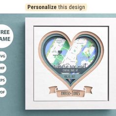 a heart shaped frame with the words, personalize this design