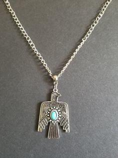 The pendant is made of zine alloy, and chain is stainless steel. Blue Shell Bead is in center of Thunderbird. Thunderbird Necklace, Native American Thunderbird, Western Fashion Jewelry, Rodeo Jewelry, Country Outfit, Eagle Necklace, Western Necklaces, Native American Necklace, Blue Shell