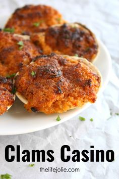 three crab cakes on a white plate with the words, how to make crab cakes casino