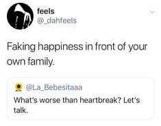 two tweets with the caption saying,'feeling happiness in front of your own family '