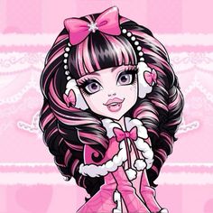 a cartoon girl with long hair and pink dress