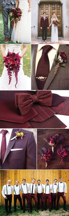 a collage of photos with ties and flowers