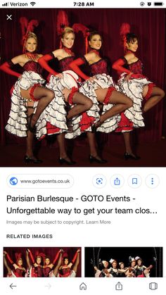 an instagram page for the paris burlesque - goto events, which is being viewed on social media