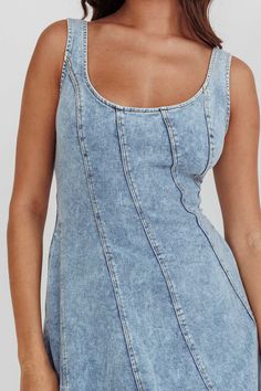 Shop the Ellora Side Pocket Midi Dress Denim Blue | Selfie Leslie Non-stretch Medium Wash Denim Dress, Non-stretch Denim Dress With Button Closure, Fitted Denim Dress With Zipper Closure, Mini Length, Medium Wash Button-up Denim Dress With Pockets, Medium Wash Cotton A-line Denim Dress, Denim Midi Dress, Western Boots, Denim Dress, Blue Denim