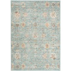 an area rug with blue and beige colors