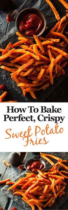 how to bake perfect crispy sweet potato fries with ketchup on the side