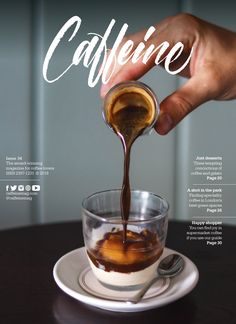 a person pouring coffee into a glass cup