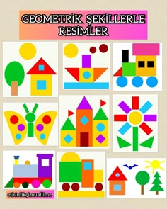 the cover of geometric sekilerie resmiier is shown with different shapes and colors