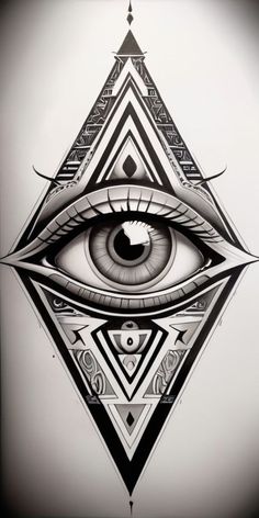 an all seeing eye is shown in black and white