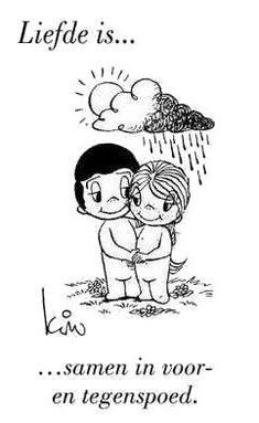 a couple kissing under an umbrella in the rain with words above it that say, life is