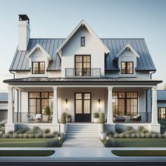 this is an artist's rendering of a two - story house with front porches