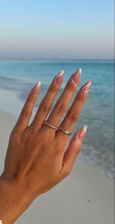 Summer Nails Europe, Nail Inspo Gel Polish, Beach Vacation Nail Inspo Summer, Modern French Nails, Perfect Grades, Europe Nails, Grad Nails, Cruise Nails, August Nails