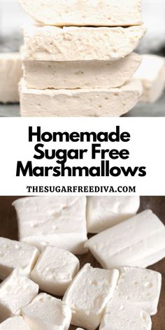 homemade sugar free marshmallows stacked on top of each other