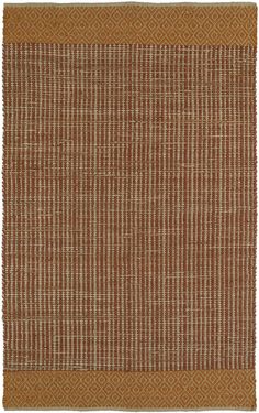 a brown and white rug with an orange border