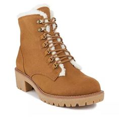 Sugar Quizzer Women's Shearling Combat Booties -New With Box -Brand: Sugar -Size: 11m -Color: Cognac -Upper Material: Micro Suede/Faux-Fur -Lining: Faux-Fur -Heel Height: 2 Inch -Shaft Height: 5.25 Inch -Shaft Circumference: 11.5 Inch -Round Toe -Block Heels -Memory Foam Insole -Slip-Resistant Lug Sole -Lace Up/Inside Zipper Closure -Made In China Faux Fur Heels, Lug Sole Booties, Hiker Boots, Winter Boots Women, Madden Girl, Moto Boots, Medium Brown, Stacked Heel, Faux Suede