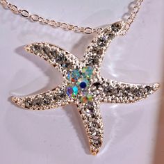 Brand New In Box Beautiful Crystal Starfish Necklace. Starfish Charm Jewelry For Parties, Party Jewelry Starfish Charm, Starfish Charm Party Jewelry, Crystal Kingdom, Starfish Necklace, Silver Crystal, Jewelry Silver, Starfish, Womens Jewelry Necklace