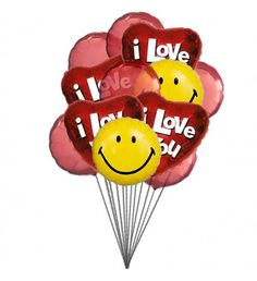 i love you balloons with smiley faces on them