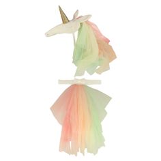 a unicorn headband with pastel colors on it