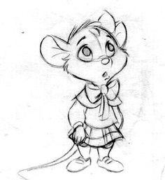 a drawing of a mouse with a bow on it's head