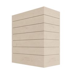 a large wooden block with horizontal lines on the sides and bottom, against a white background