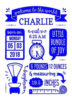 a blue and white poster with the words welcome to the world charlie