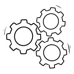 two gears are shown in black and white, with one gear facing the opposite direction