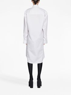 Balenciaga Cotton Shirt Dress  - Farfetch White Collared Shirt Dress For Work, White Shirt Dress For Workwear In Fall, White Shirt Dress For Fall Workwear, White Fall Shirt Dress For Work, Modern Long Sleeve Shirt Dress For Spring, Modern Long Sleeve Shirt Dress For Work, White Long Sleeve Shirt Dress For Office, White Shirt Dress For Daywear In Fall, Oversized White Cotton Shirt Dress