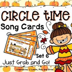 Songs for the playground, songs for circle time, songs that can keep up with you and your kids!  Your always on the go and these will be ready to go with you.  Print double sided, cut in half and you'll have a collection of songs at your fingertips.  "Grab and Go" songs have kid-friendly picture clues on the front and the words and extension activities on the back!  Contains 12 easy to sing and learn songs! Most are piggyback songs to popular tunes. Extension Ideas for art, science, language dev Circle Time Songs For Preschool, Songs For Circle Time, Songs Preschool, Songs For Preschool, Song Cards, Transition Songs, Circle Time Songs, Picture Clues, Fall Songs