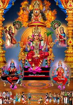 an image of deities in front of a stage